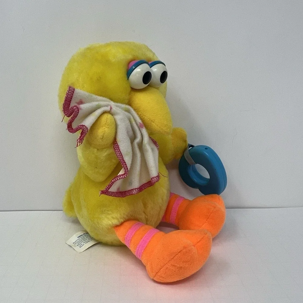 Playskool Sesame Street Big Bird Baby Sensory Rattle Plush Toy 1988 Vintage 8